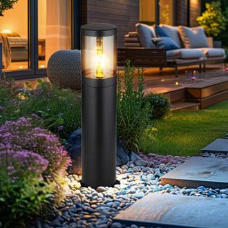 Globo Lighting Lampada a piedistallo a led per esterni Lampada da terra per esterni in acciaio inox, resistente agli spruzzi dacqua nel giardino, colore nero fumo
