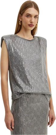 Liu Jo Top met pailletten - Dames - Blouses - Grijs - M - Pailletten - Overhemden