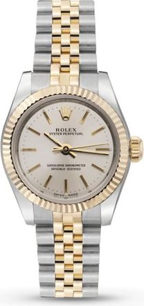 Rolex Pre-owned Rolex Oyster Perpetual Automatic Silver Dial Ladies Watch 76193 SSJ