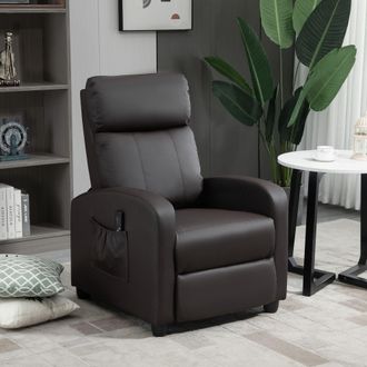 HOMCOM Recliner Sofa Chair PU Leather Massage Armcair w/ Remote Control in Brown