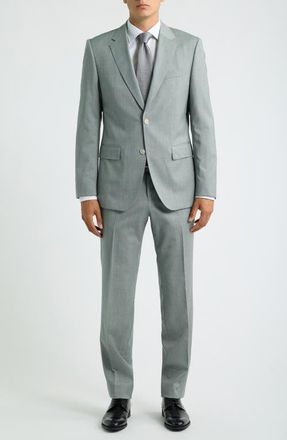 BOSS Huge Trim Fit Solid Virgin Wool Suit in Medium Beige at Nordstrom, Size 38