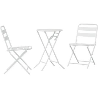 vidaXL Conjunto Bistro 3 Pcs Blanco Acero Vidaxl