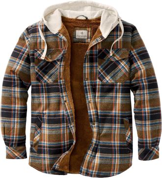 Legendary Whitetails Mens Camp Night Berber Lined Hooded Flannel Jacket, Porter Plaid, XX-Large Big Tall