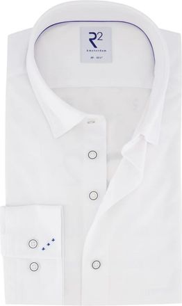 R2 Amsterdam Overhemden, Heren, Wit, 2Xl, Katoen, Linnen Katoen Zakelijk Overhemd Wit