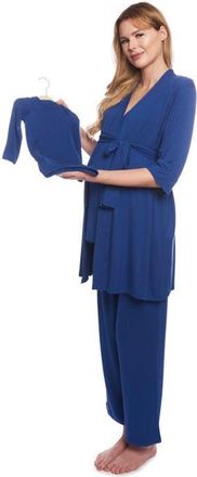 Everly Grey Analise During & After 5-Piece Maternity/Nursing Sleep Set for Mom & Baby in Denim Blue at Nordstrom, Size X-Large