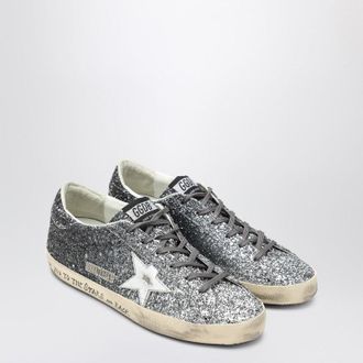 Golden Goose Silver/Black Glitter Super Star Sneakers