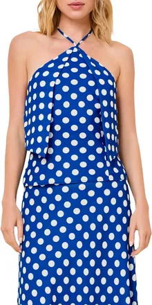 Solid & Striped Selma Halter Top In Blue Polka Dot