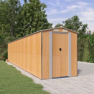 vidaXL Cobertizo Jard&iacute;n Acero Galvanizado Marr&oacute;n Claro 192x938x223 Cm Vidaxl