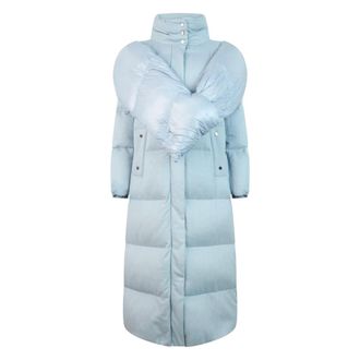 Herno Jassen, Dames, Blauw, L, Wol, Lange gewatteerde jas