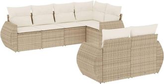 vidaXL Vidaxl - Set Sof&aacute;s De Jard&iacute;n 7 Piezas Y Cojines Rat&aacute;n Sint&eacute;tico Beige