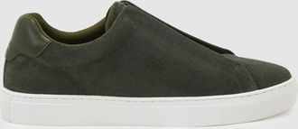 Reiss Pine Green Suede Slip-on Elasticated Trainers, E41