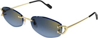 Cartier Sunglasses, unisex, Yellow, Size: 57 MM Hexagonal Sunglasses with C D&eacute;cor Detail
