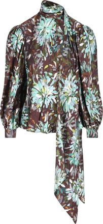 Gucci floral-print shirt - women - Silk/Polyamide - 38 - Brown