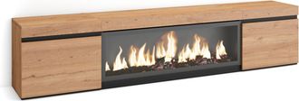 Skraut Home Skraut Home - Mueble Tv, Televisi&oacute;n, Muebles De Sal&oacute;n, Almacenaje, 210, Para Tv Hasta 80, Chimenea El&eacute;ctrica Xxl, Estilo Moderno, Roble