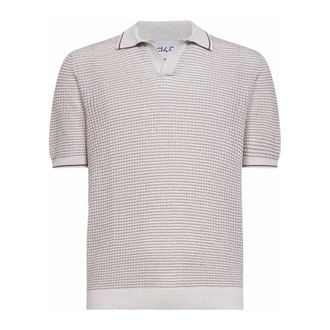 D4.0 V-neck Knitwear, male, Beige, Size: 2XL Jacquard-Knit Cotton V-Neck T-Shirt