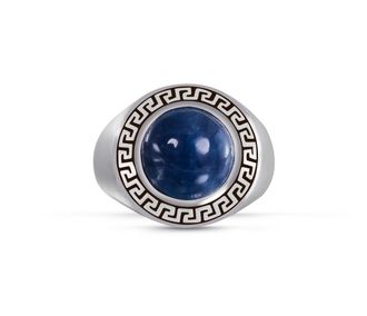 LuvMyJewelry Blue Apatite Sterling Silver Men Signet Ring