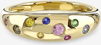 Roxanne First Gelbgoldring mit buntem Saphir Rainbow Sprinkle
