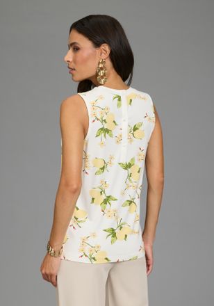 Laura Scott Shirttop LAURA SCOTT, Damen, Gr. 34, wei&szlig;, gemustert, Single Jersey, Obermaterial: 95% Viskose, 5% Elasthan, gemustert, figurumspielend h&uuml;ftlang, Rund