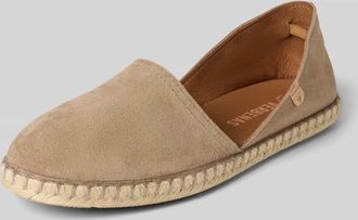 Verbenas Espadrilles aus Leder mit Label-Patch Modell CARMEN in Taupe, Gr&ouml;&szlig;e 37