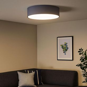 Globo Lighting Plafoniera Plafoniera Tessuto Antracite Lampada Soggiorno Illuminazione Camera Da Letto Moderno, Tessuto Bianco Antracite, Rotondo, 3x E27, Pxh 40x10 