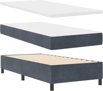 vidaXL Vidaxl - Cama Tipo Box Spring Gris Oscuro 100 X 200 Cm Terciopelo