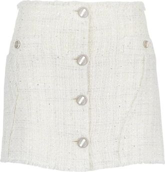 GCDS Tweed Mini Rok - Dames - Korte rokken - Wit - L - Tweed - Rokken