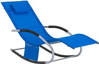 SoBuy Tumbona Mecedora Con Almohada Y Bolsillo Lateral Estructura De Hierro Malla Transpirable Teslin C&oacute;modo Soporta Hasta 150 Kg Color Azul Real 63 X 150 X