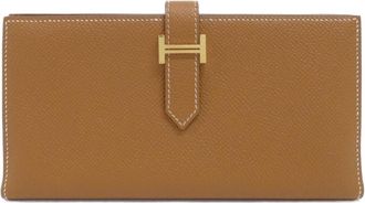 Herm&egrave;s Gold Brown Epsom Leather Long Wallet (Bi-Fold) (Pre-Owned)