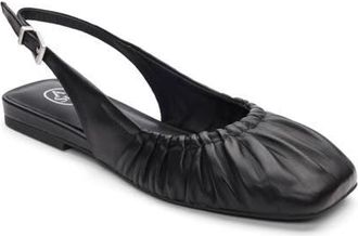 Ash Bibi Ruched Square Toe Slingback Flat in Black at Nordstrom, Size 11Us