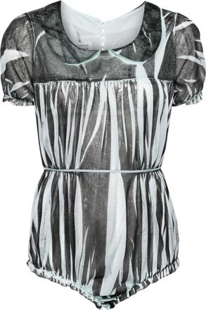 Maison Margiela zebra-print short-sleeve bodysuit - women - Polyamide - 38 - Blue