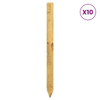 vidaXL Postes De Valla 10 Uds. Marr&oacute;n 120 Cm Madera De Pino Maciza Vidaxl