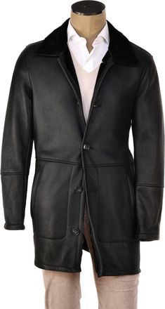 Hettabretz Isa Black Leather Buttoned Shearling Coat