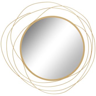 HOMCOM Metal Wall Art 65cm Round Mirror For Living Room Dining Room Gold Tone | TJ Hughes