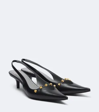 Balenciaga Studded leather slingback pumps