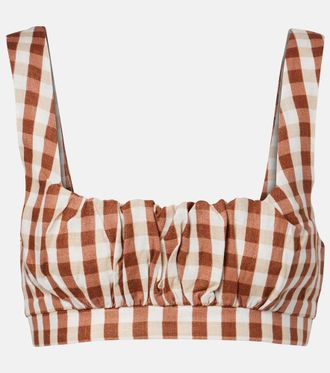 Faithfull The Brand Ida gingham linen crop top
