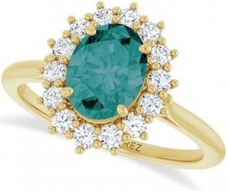 Allurez Oval Lab Grown Alexandrite & Diamond Halo Ring 14K Yellow Gold (2.02ct)