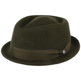 Lierys Classic Porkpie Wool Felt Hat Water-Repellent Packable Made in Italy Men Women Summer Winter Musician Dark Green