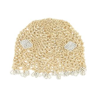 Paco Rabanne Accessoires, Dames, Geel, ONE Size, Polyester, Natural Crochet Beanie
