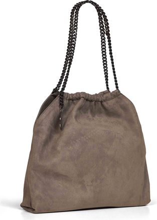 Stella McCartney Womens Shoulder Bag Falabella Drawstring Dark Taupe Brown Polyamide Handbags Hand