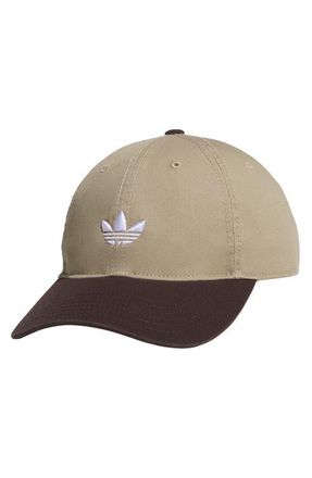 adidas Trefoil Adjustable 6-Panel Baseball Cap in Cargo/Coffee Brown/White at Nordstrom