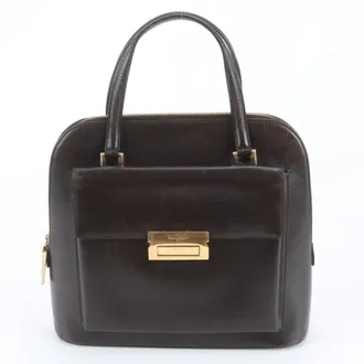 Ferragamo Brown Dark Brown Leather Handbag Tote Bag (Pre-Owned)
