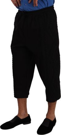 Dolce & Gabbana Mens Cargo-Pocket Cotton Blend Cropped Pants Black Nylon
