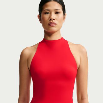 Nike Womens SKIMS Matte Mock-Neck Racerback Tank Top in Red | IR5031-657
