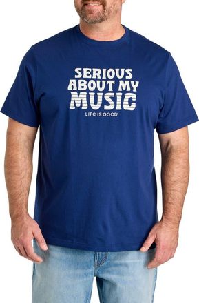 Life is good Big & Tall Serious About My Music Graphic Tee in Navy at Nordstrom, Size 3X Big