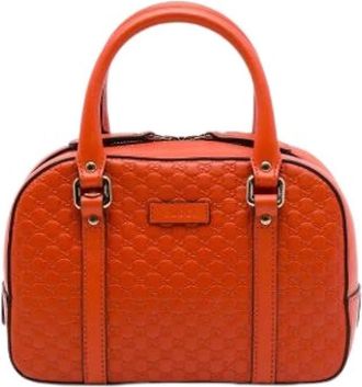 Gucci Pre-owned Leather gucci-bags - Dames - Vintage Handtas - Oranje - ONE Size - Vintage