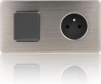 OEM Enchufe Individual, Interruptor Individual, Color Gris, Unipolar, Acero Cepillado