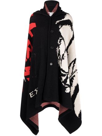 Philosophy di Lorenzo Serafini intarsia-knit hooded cape - Nero
