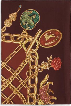 Burberry Maroon Printed Scarf