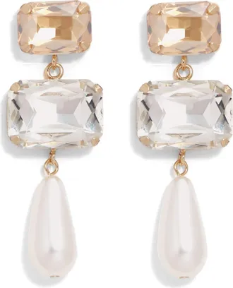 Petit Moments Alexis Faux Pearl Crystal Drop Earrings in Amber at Nordstrom