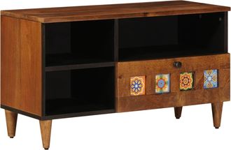 vidaXL Mueble De Tv Nogal 80 X 33 X 46 Cm Madera De Mango Maciza Vidaxl
